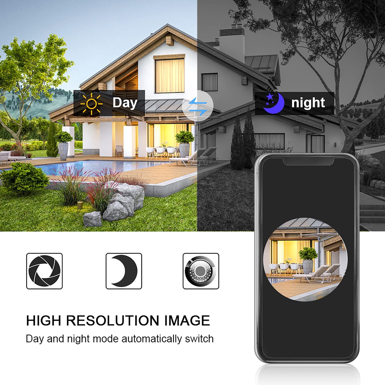 Ejoyous Videocitofono Campanello Videocamera Wireless, Smart Wifi Videocitofono Campanello A Infrarossi Wireless di Accesso Citofono Telecamera Porta, Telecomando per Cellulare