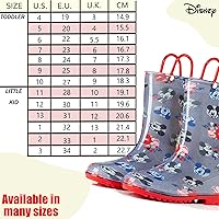 Vista 6 de Disney Mickey Mouse - Botas de lluvia de PVC para niños, ligeras e impermeables, con asa fácil de poner, para niños pequeños y pequeños, color gris