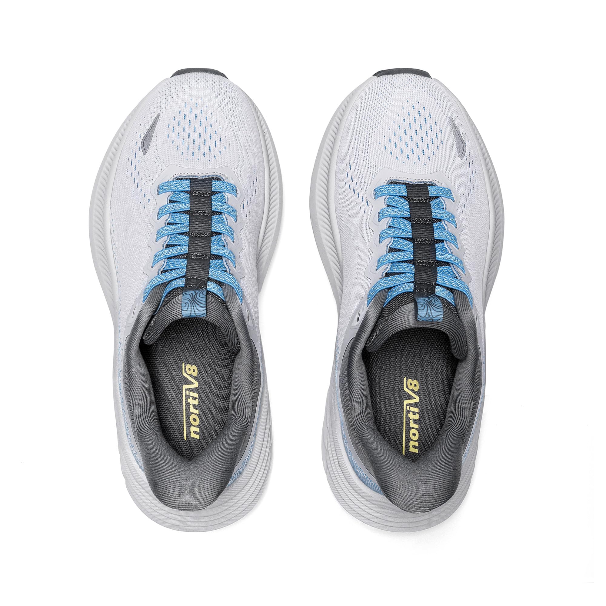 NORTIV 8 Damskie buty do biegania w terenie, antypoślizgowe, oddychające sneakersy z amortyzacją, do aktywności na świeżym powietrzu, wędrówek, fitnessu i na co dzień., szary niebieski, 43 EU