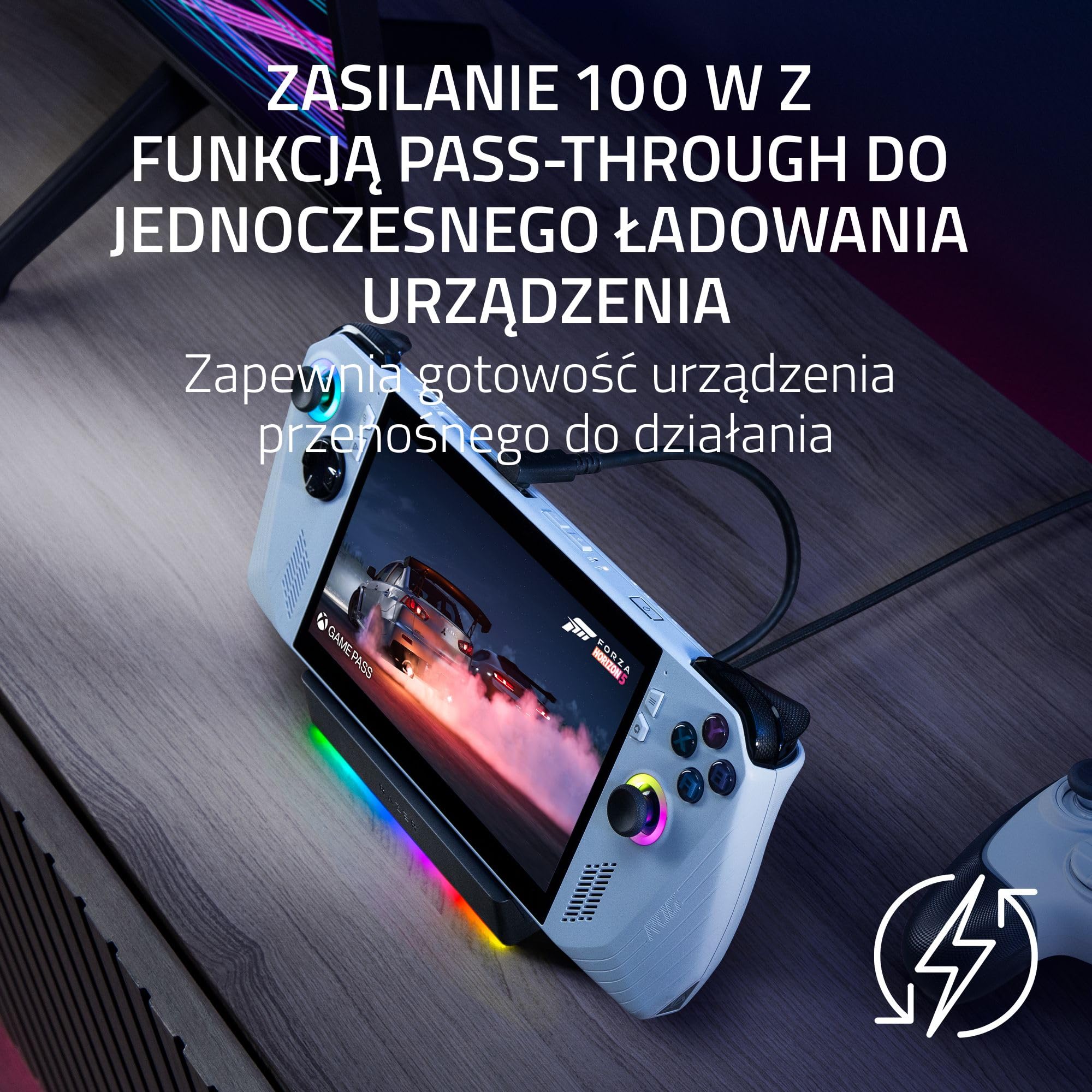 Razer Handheld Dock Chroma - 6-portowy koncentrator HDMI i USB do ładowania mobilnych urządzeń do gier lub tabletów (3x USB A, 1x HMDI, 1 USB-C 100W Passthrough Charging, 1x GbE) Czarny