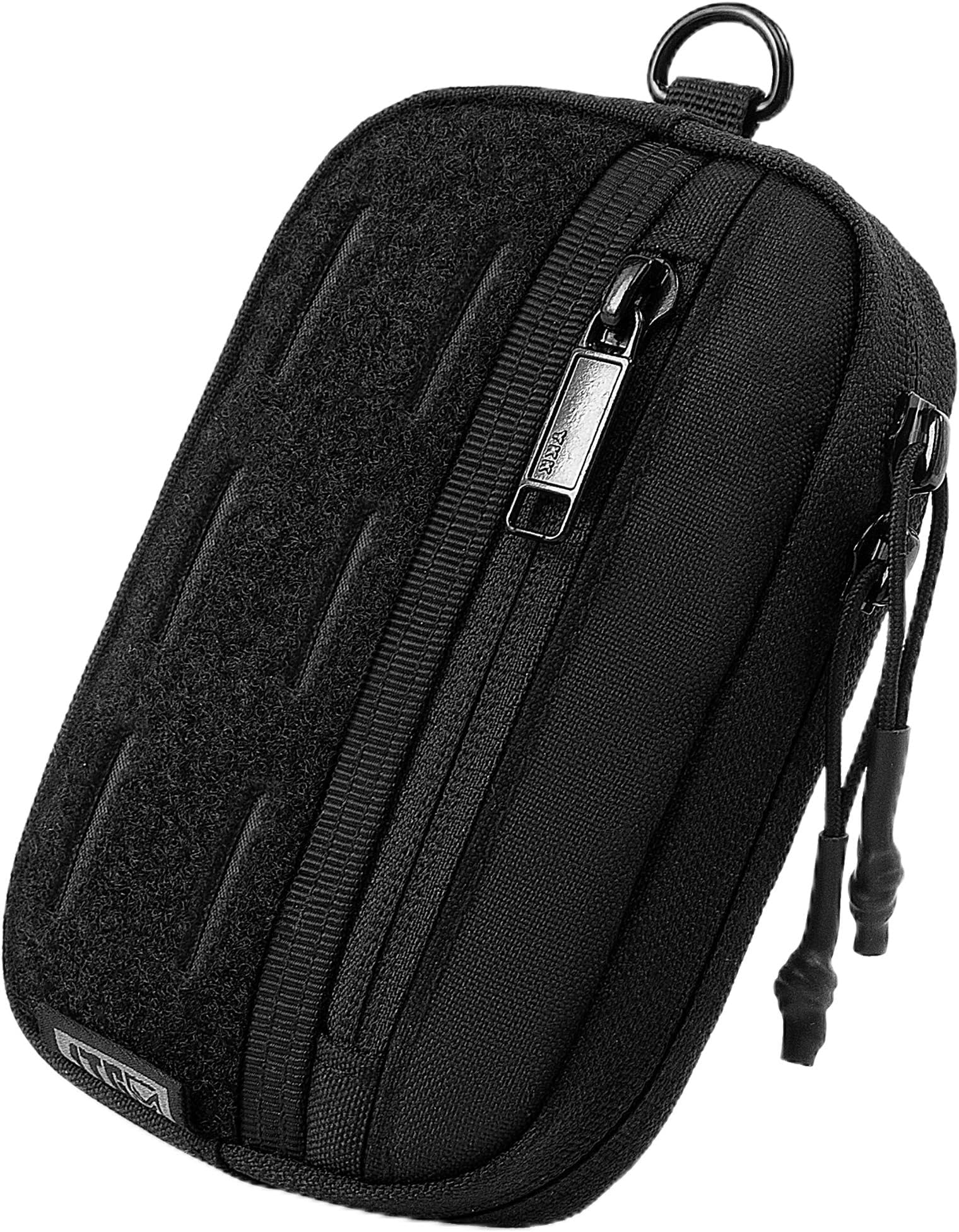 1TG Wallet with RFID Protection, Coin Purse, 500D Nylon Large Zipped Wallet, MOLLE Card Holder Mini EDC Bag for Men and Women, Black