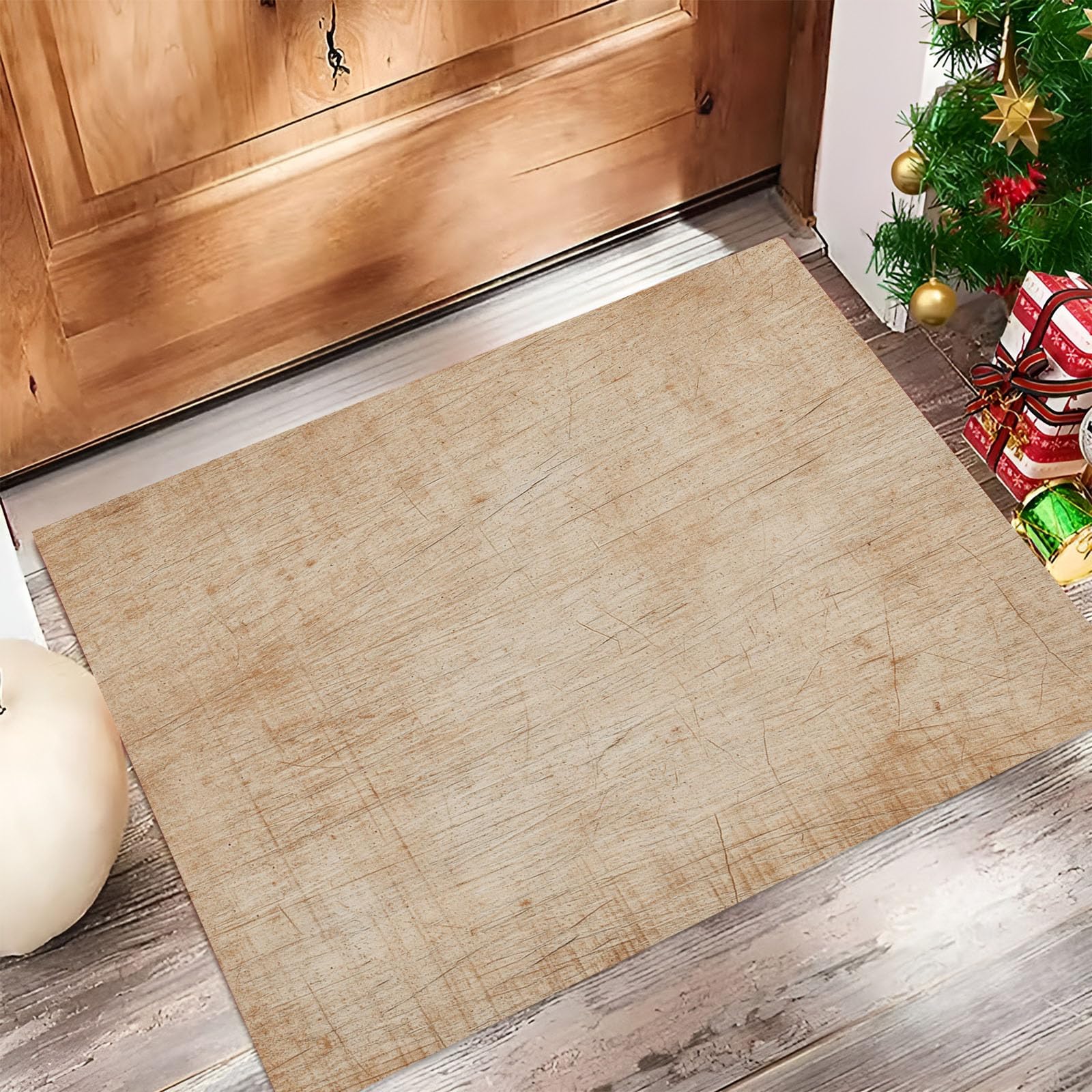 Tapis d'entrée 80x120cm lavable beige et marron antidérapant