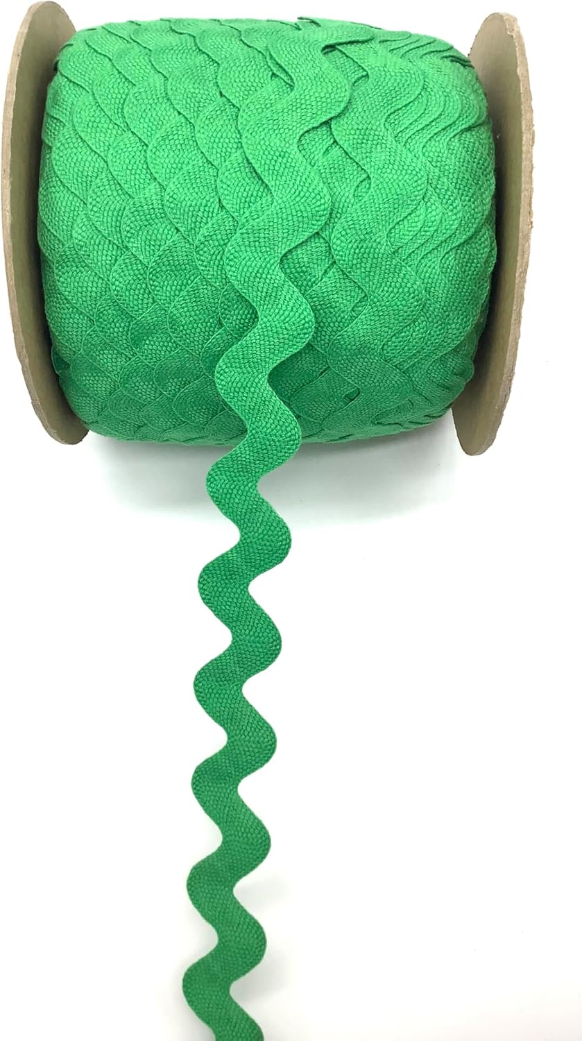 Kelly Green 1-1/8" (28mm) 100% Cotton Super Jumbo RIC Rac – 10 Yards – Colorfast Sewing Trim for Crafts, Costumes & Home Décor | Vintage Cotton