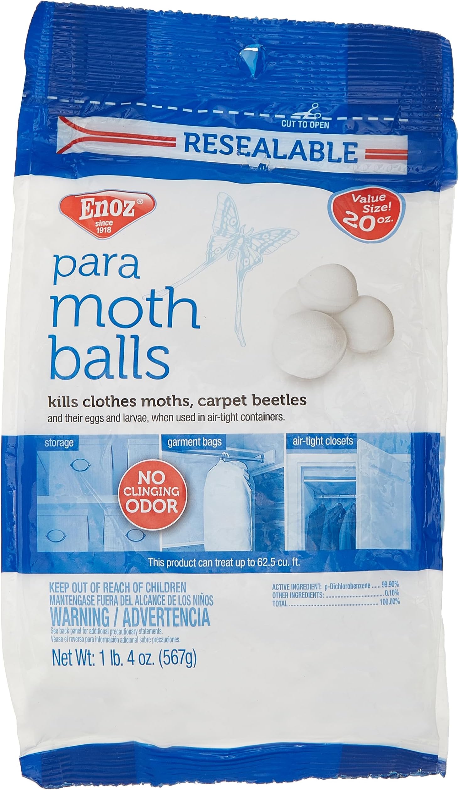 WILLERT Home Products E320.6T 20 oz Pure para Moth Ball Cello Wrapped