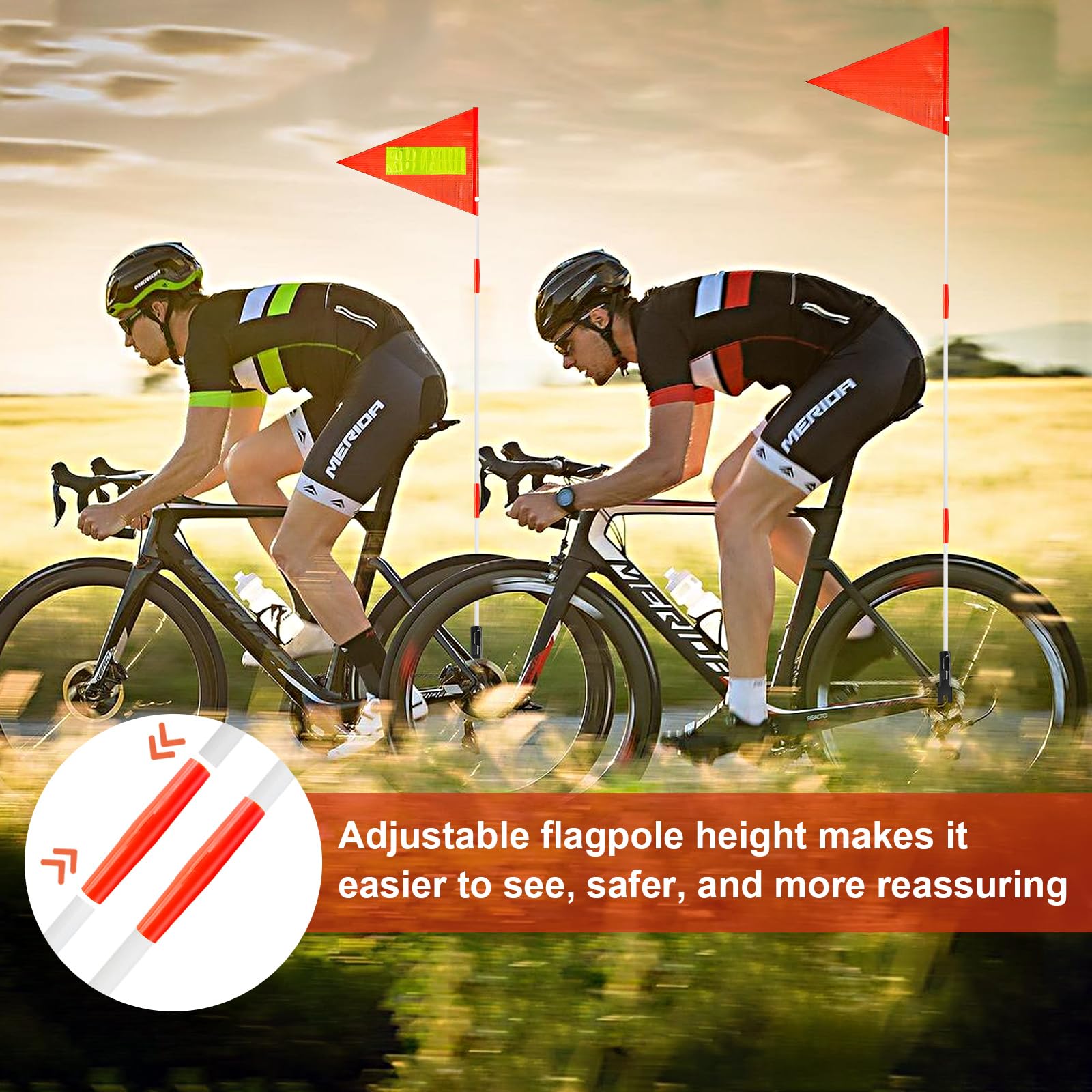 Jojofuny 18pièces Mâts De Drapeau Pour Vélo Plastique Support De Guidon Ajustable Accessoires De Cyclisme Pratiques Pour Fêtes Et Événements