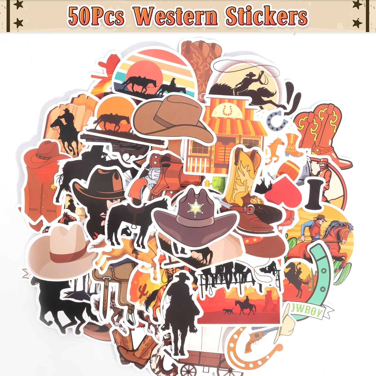 SNLN Western Cowboy Party Favors Rodeo Birthday Supplies for Kids Miniature Horse Toys Straw Silicone Bracelet Keychain Sticker Filler Goodie Bag Stuffers, Cowboy Western Party Favors Supplies