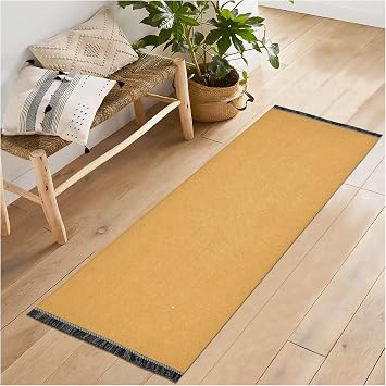 DOMIKING Mustard Yellow Runner Rug for Hallways Entryway Rugs Non-Slip Kitchen Rugs Washable Floor Runner for Living Room Laundry Room Bedroom