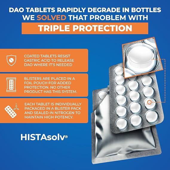 Medagel HISTAsolv Extra Strength DAO Enzyme Supplement for Histamine Food Intolerance - Eases Digestive Discomfort - Patented Tech - Made in Austria - 30 Pack