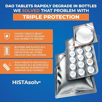 Medagel HISTAsolv Extra Strength DAO Enzyme Supplement for Histamine Food Intolerance - Eases Digestive Discomfort - Patented Tech - Made in Austria - 30 Pack