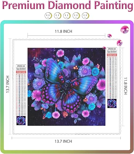 Miniatura 2 de AZQSD Kits de pintura de diamantes de pavo real para adultos, kits de arte de diamantes AB para taladro de Aurora Boreal, pinturas 5D DIY con puntos