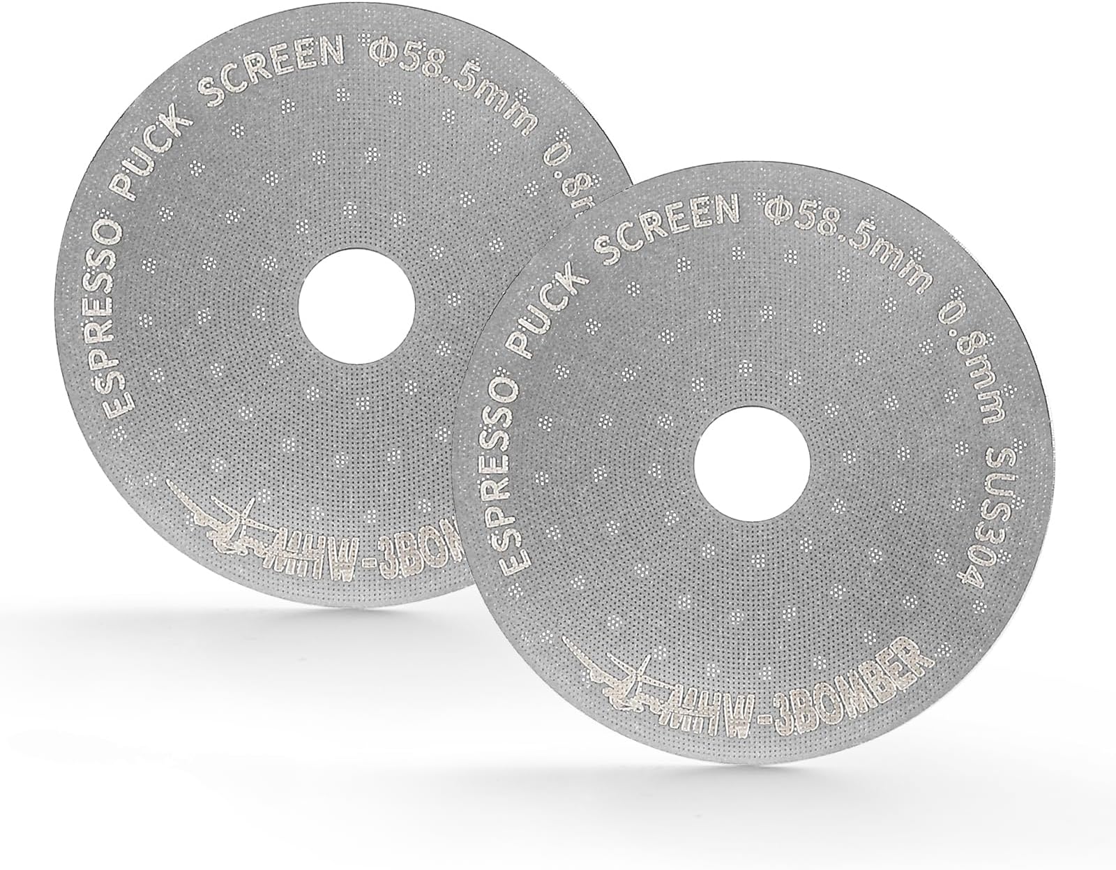MHW-3BOMBER 58.5mm Espresso Puck Screen with Round Hole 2 Packs Metal Espresso Filter 0.8mm Thickness Coffee Filter for La Marzocco/Gaggia FG7011-OS