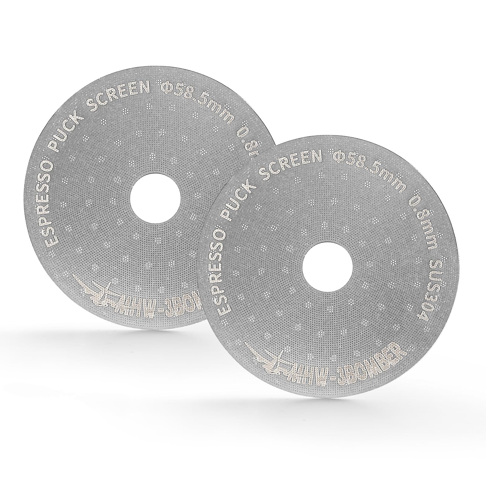 MHW-3BOMBER 58.5mm Espresso Puck Screen with Round Hole 2 Packs Metal Espresso Filter 0.8mm Thickness Coffee Filter for La Marzocco/Gaggia FG7011-OS