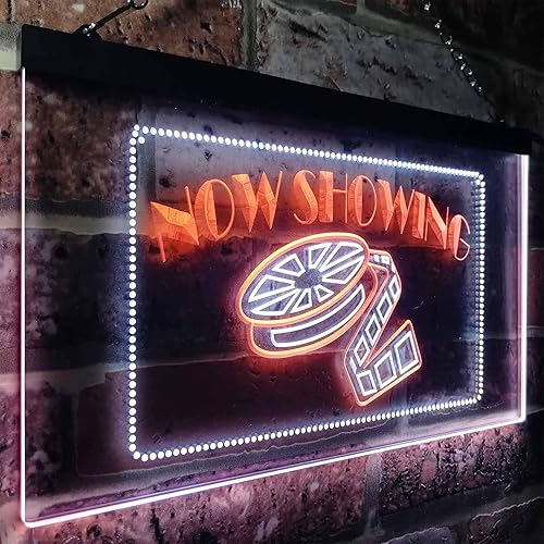 Miniatura 3 de ADVPRO Now Showing Film Home Theater LED de doble color blanco y naranja 24" x 16" st6s64-i0650-wo