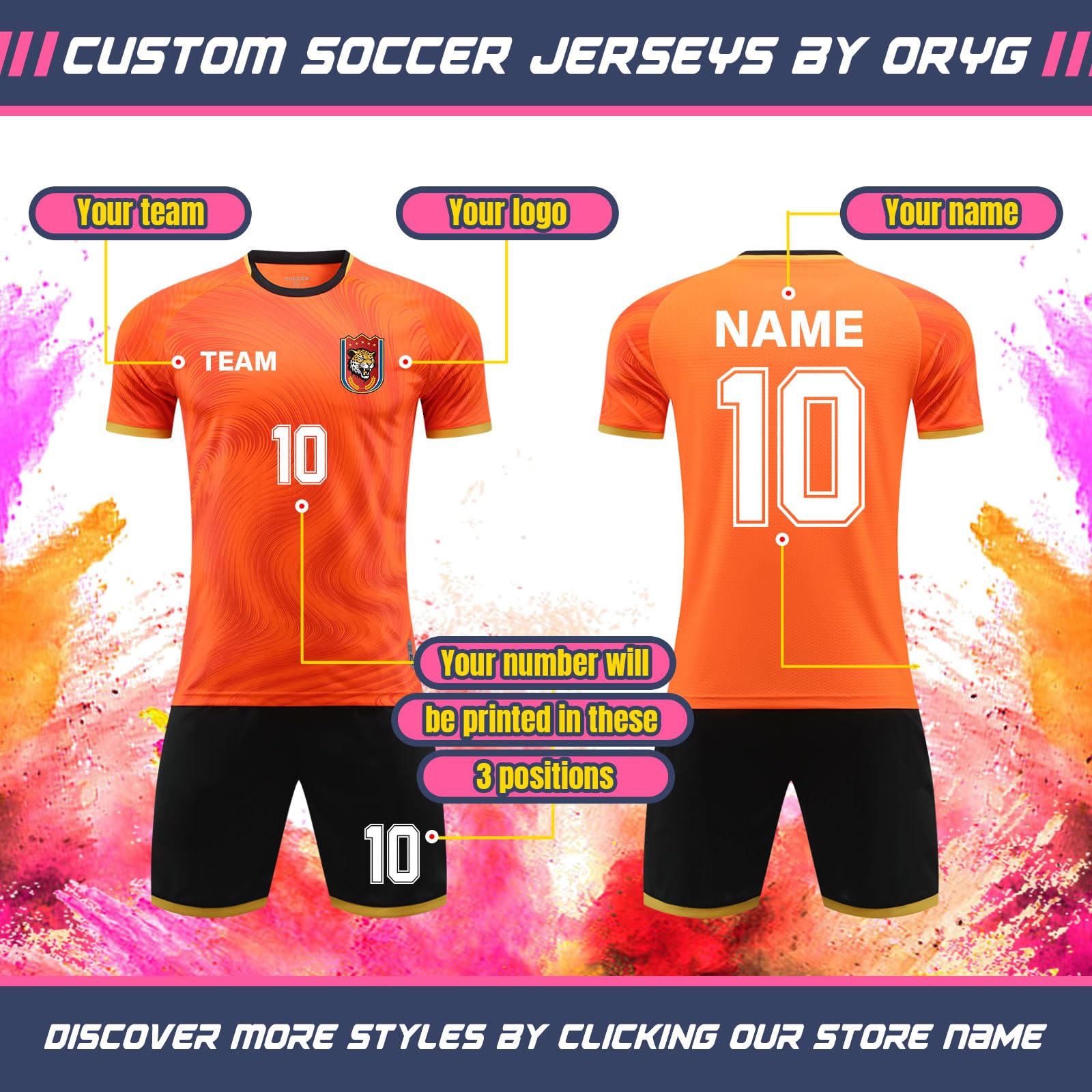 ORYG Custom Soccer Jerseys for Men Women Personalized Child Soccer Team Uniforms with Name Team Name Number Logo