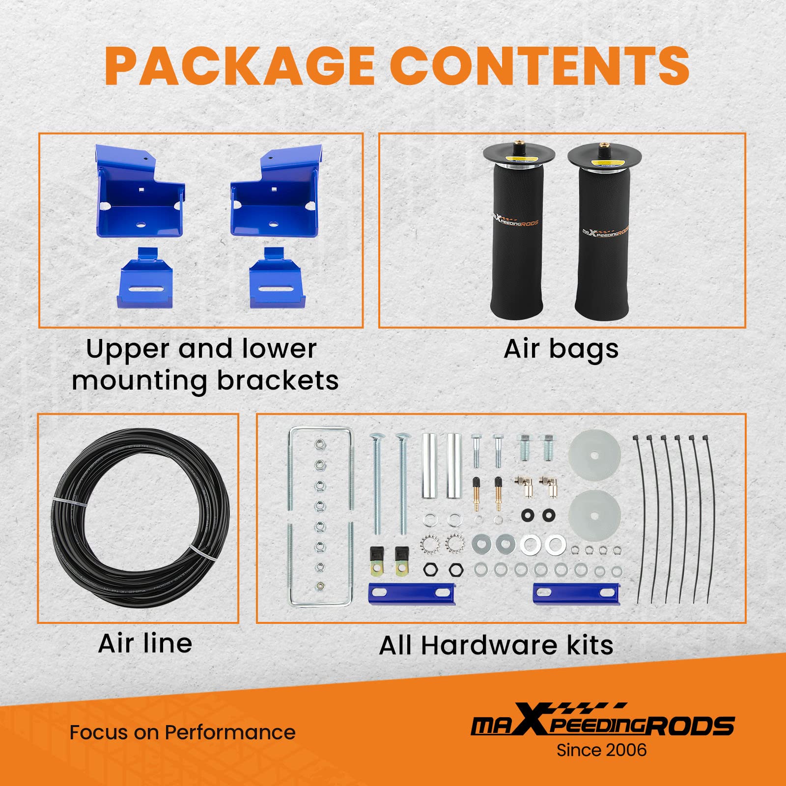 maXpeedingrods Kit de bolsas de suspensión neumática trasera de 2500 libras para Chevrolet Silverado GMC Sierra 1500 2WD 4WD 2008-2019 Kit de bolsa de resorte de aire | Para GMC Sierra 1500 2007-2018, 2WD 4WD, hasta 1.134 kg, kit de resorte auxiliar trase