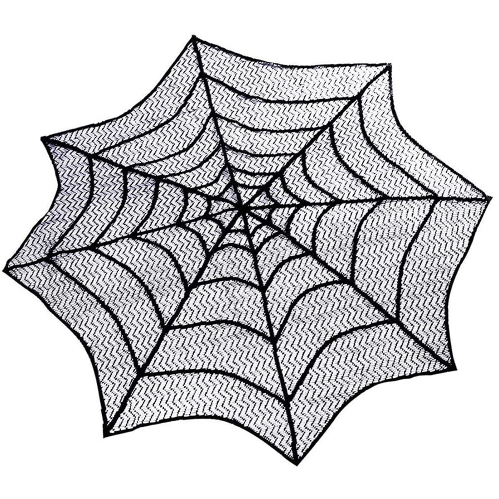 Kalttoy Halloween Lace Table Runner Tablecloth Intricately Spiderweb Design Durability Polyester for Themed Parties Home Decors Halloween Lace Table Runner