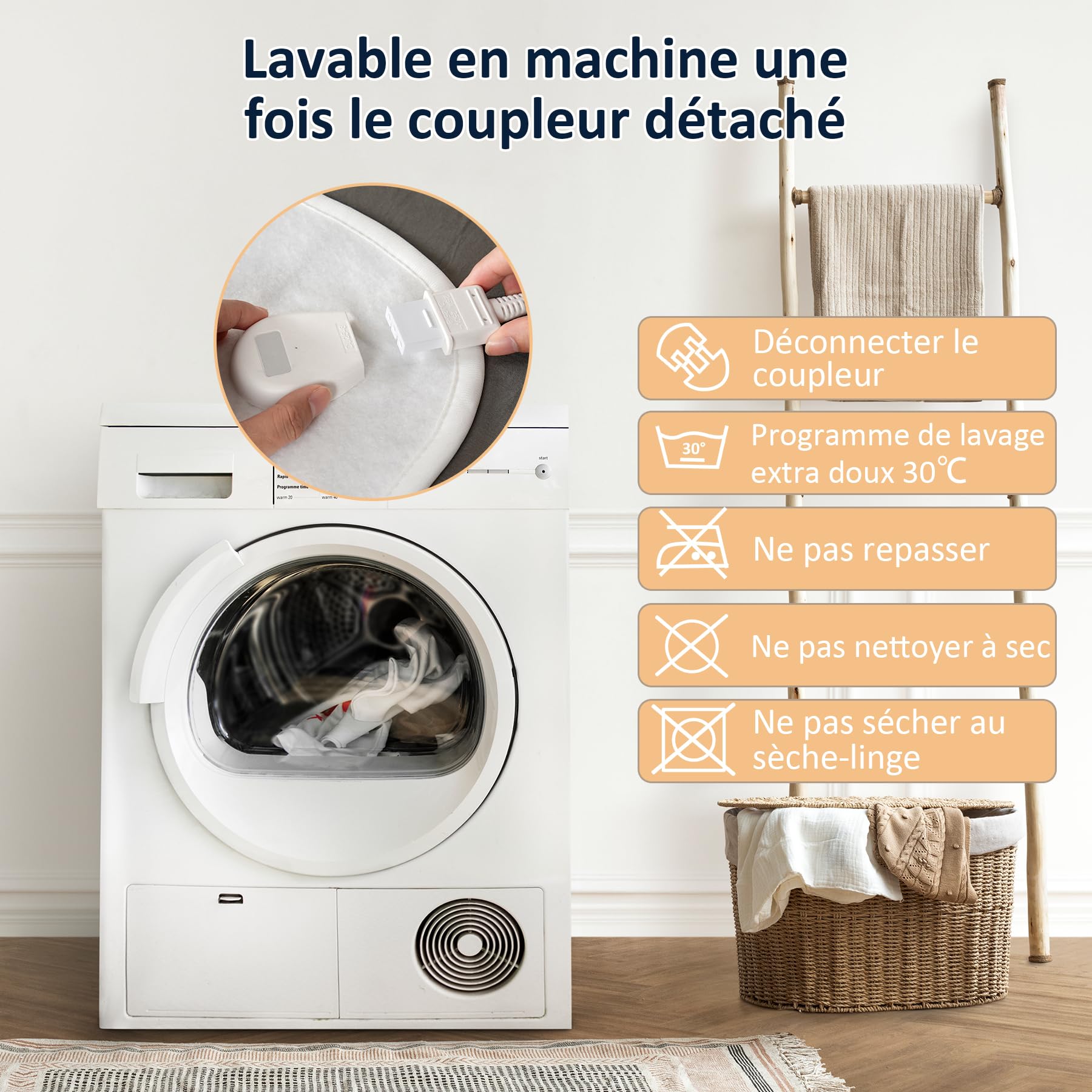 TOPS Couverture électrique Double Sous-couverture chauffante 160 x 140cm, 3 niveaux de chaleur avec minuterie Protection contre la surchauffe Polyester chaud lavable