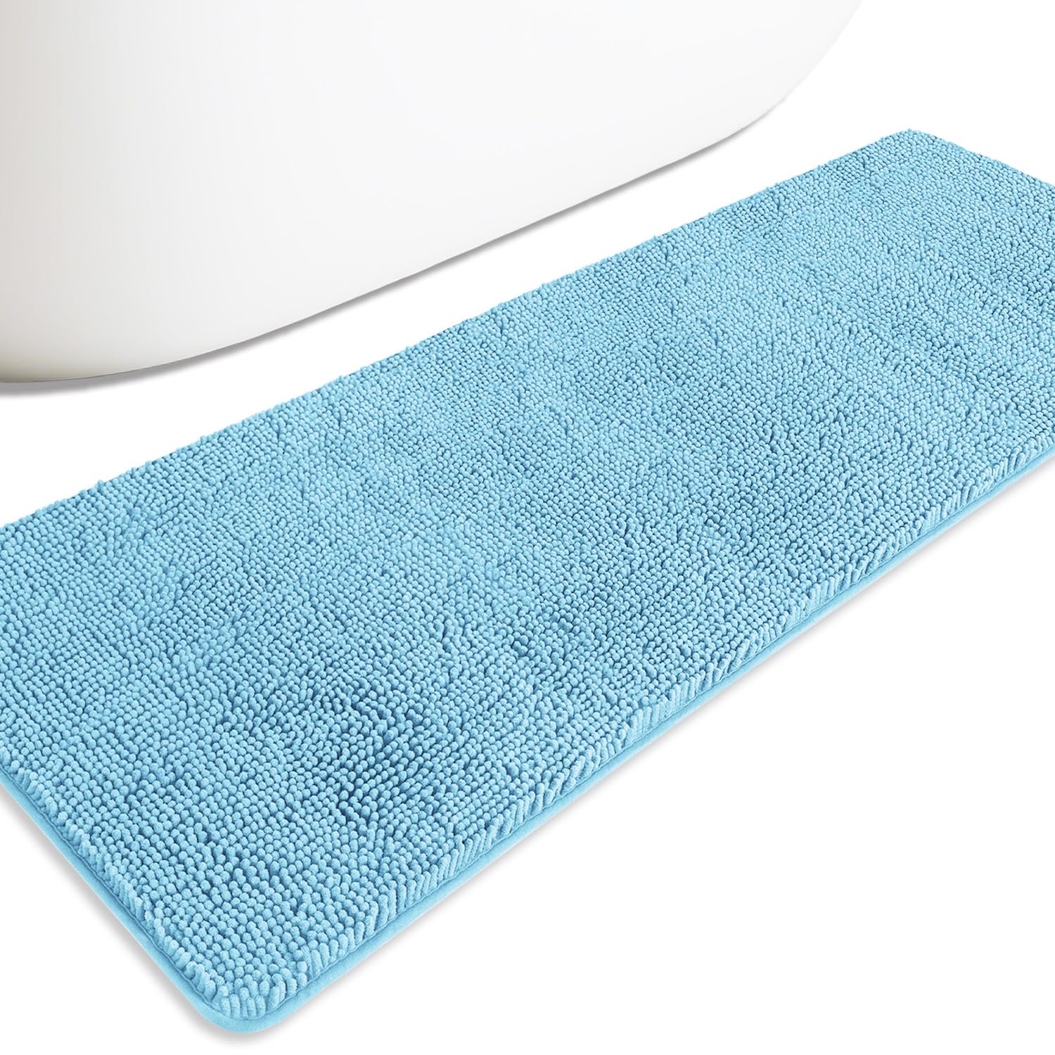 PureSwan Bathroom Runner Rugs 24 x72 Non Slip – Extra Large Long Bath Mat | Absorbent and Washable Thick Chenille Bath Rug for Bathroom, Shower, Sink(Sky Blue) — image 1