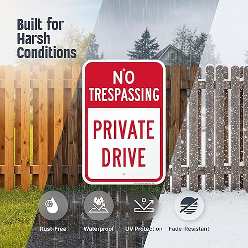 Miniatura 2 de SmartSign Señal de unidad privada No Trespassing - Paquete de 2, 18 x 12 pulgadas, compuesto de aluminio de 0.079 pulgadas, agujeros preperforados,