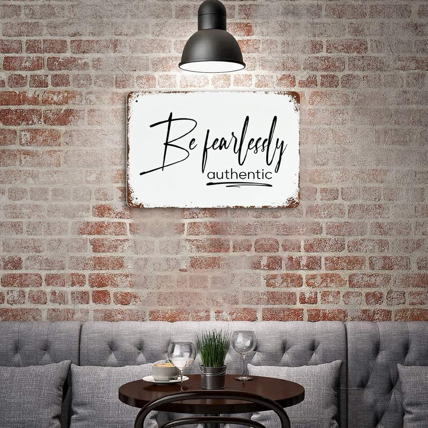 Vintage Retro Metal Tin Sign Be Fearlessly Authentic Funny Bible Saying Metal Sign Inspirational Quotes Hanging Sign Wall Art Home Farmhouse Housewarming Gift Plaque Bar Kitchen Laundry Toilet Decor : Home & Kitchen