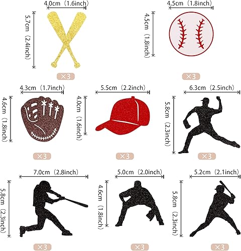 Miniatura 2 de 24 piezas de decoración de cupcakes de béisbol con purpurina para jugadores de béisbol temáticos deportivos para cupcakes, temática de béisbol, baby