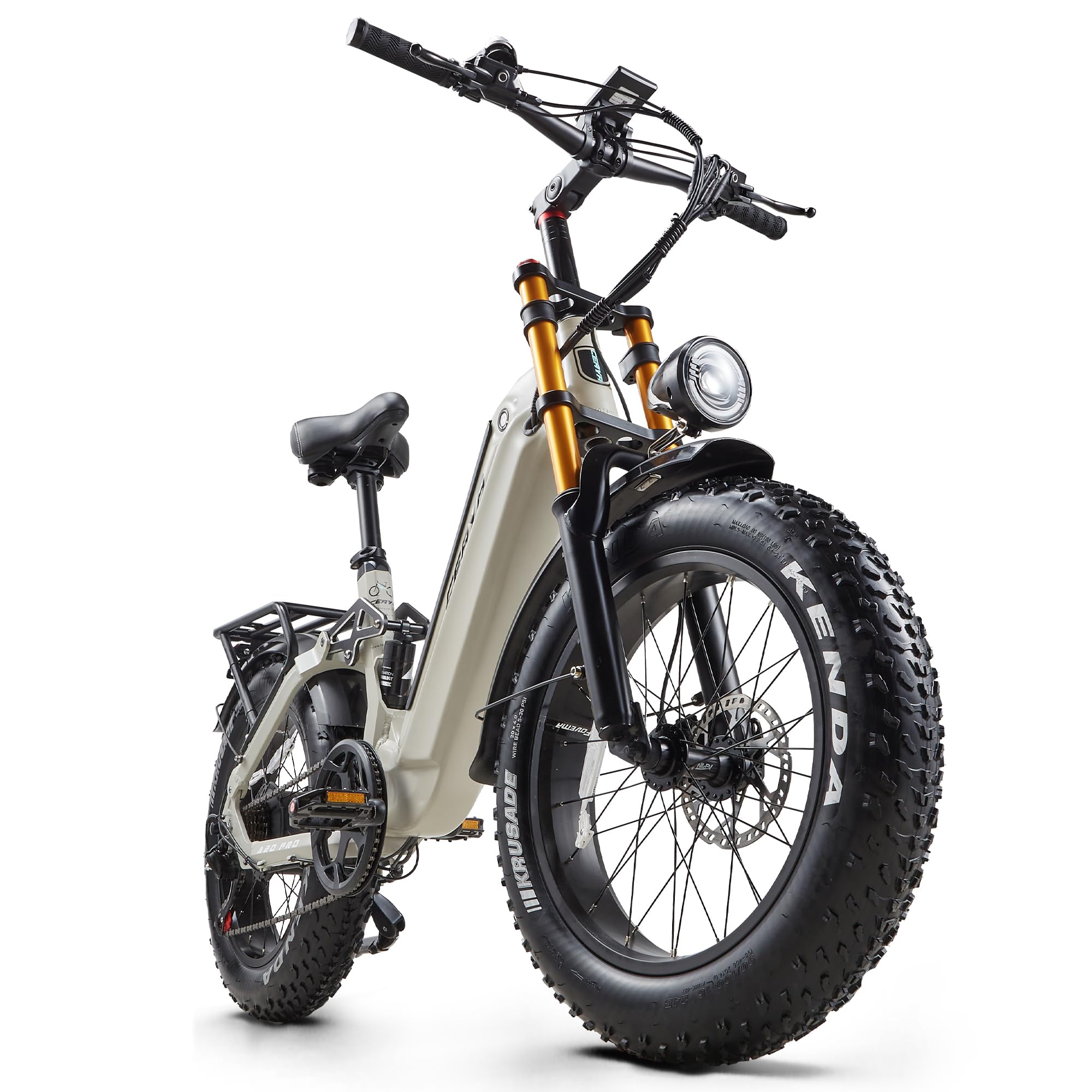 Vélo électrique pour Adultes VTT 20 Pouces E Bike avec Batterie 20 Ah, Double Suspension, 7 Vitesses, Gros Pneus Tout-Terrain, Autonomie jusqu'à 50-80 km