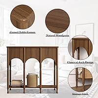 Vista 7 de 40" Console Table with Storage Shelf, Retro 2-Tier Entryway Table, Wooden Sofa Table with Roman-Style Legs for Living Room, Hallway, Brown