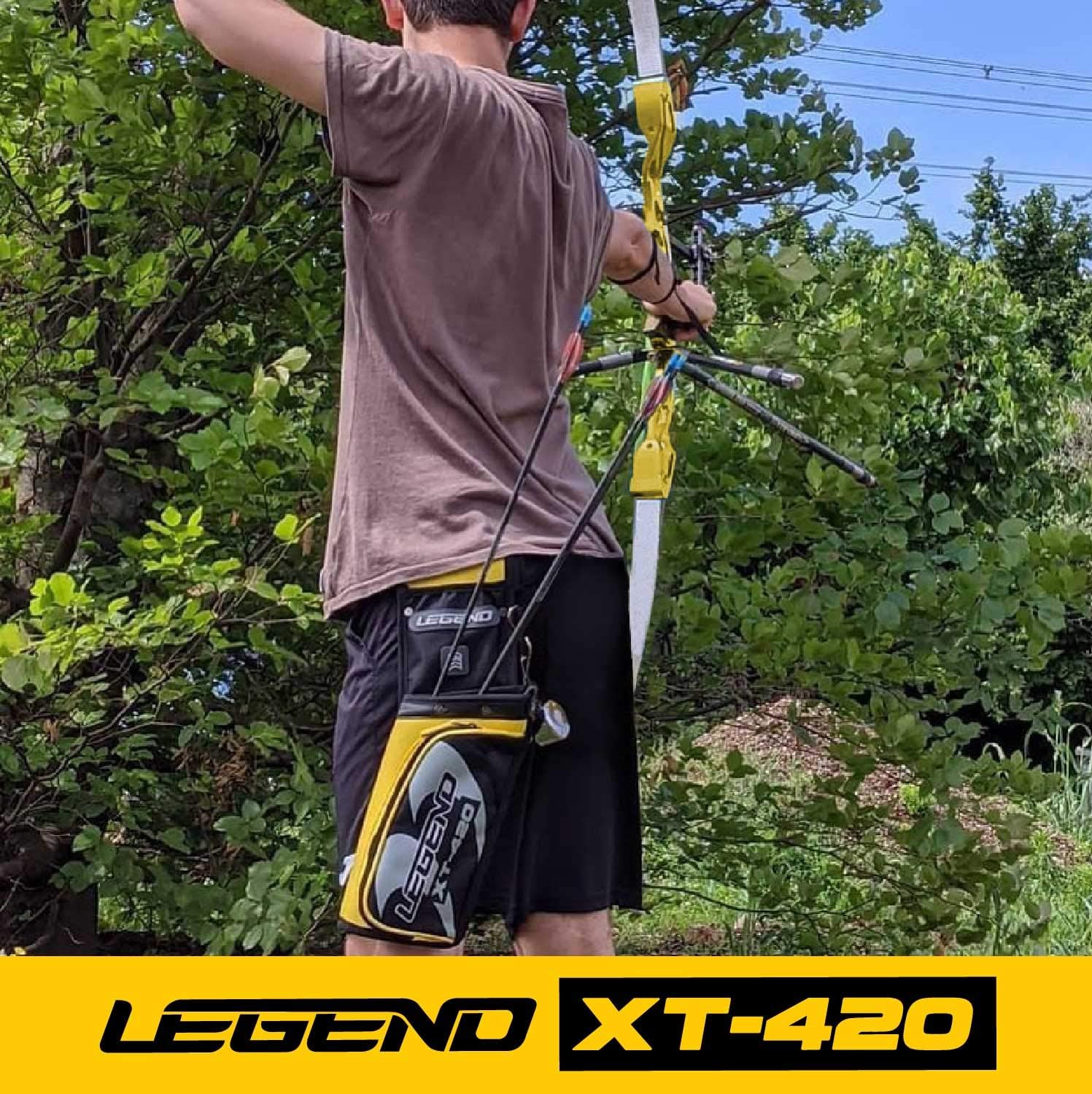 Legend XT420 Field Quiver - Left or Right-Handed Quiver Arrow Holder, Archery Quiver with 3 Arrow Tube, Durable Nylon Hip Quivers with Multiple Pockets for Archery Accessories, Score Card & Tools