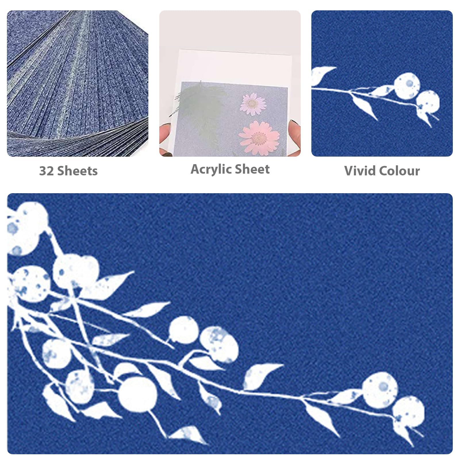CLKE Cyanotype Paper Kit, 32 Pcs A6 Sun Print Papers with Acrylic Panel - Image 3