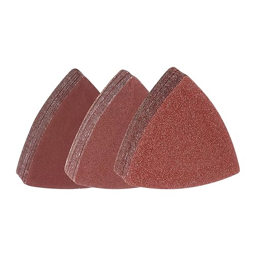 HARFINGTON 60 piezas de lija triangulares de gancho y bucle, granos 60120240, 3-18 pulgadas, almohadillas de lijado de óxido de aluminio, papel de
