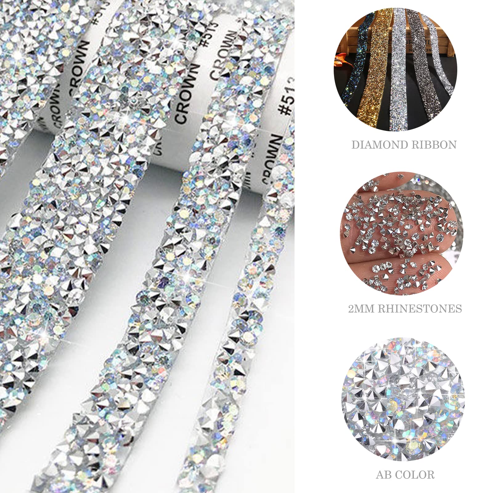4 Rolls 8.8 Yards Self Adhesive Crystal Rhinestone Ribbon...