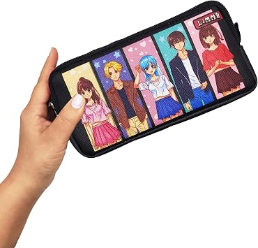 Kalem Kutusu Grup Anime Kalemkutu Vegan Deri  ki B lmeli Kalemlik - Siyah