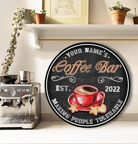 Miniatura 2 de Letrero de madera de barra de café personalizado, placa de pared para decoración de cocina, regalos personalizados para amantes del café, café
