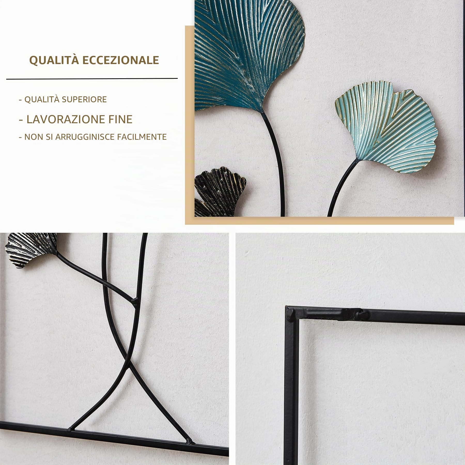 FJSPERM Decorazione da parete in metallo, moderna decorazione da parete, decorazione per la casa, set di 3 sculture in metallo, decorazione perfetta per soggiorno, camera da letto, cucina