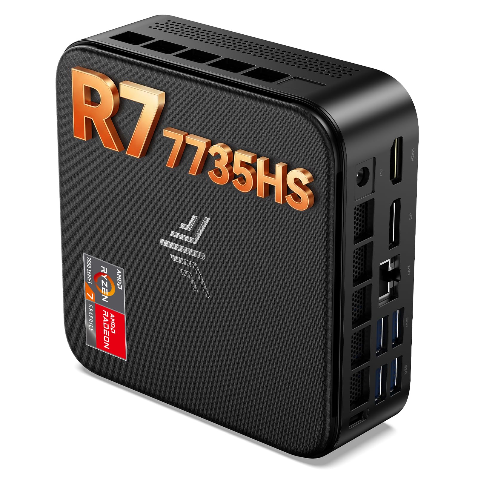 NiPoGi E3B Mini PC W-11 Pro, АMD Ryzen 7 7735HS, 24 Go LPDDR5 1 to M.2 SSD | Meilleur que 6800H/5730U, АMD Radeon 680M, Mini Ordinateur pour l'école/bureau/maison, Triple écran 4K, DP, HDMI 2.0, Type-C.