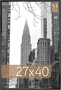 MCS Trendsetter Movie Poster Frame 27x40 Black High-Gloss, Vertical & Horizontal Wall Hanging Large Picture Frame for Photos, Artwork & Custom Posters (1-Pack)