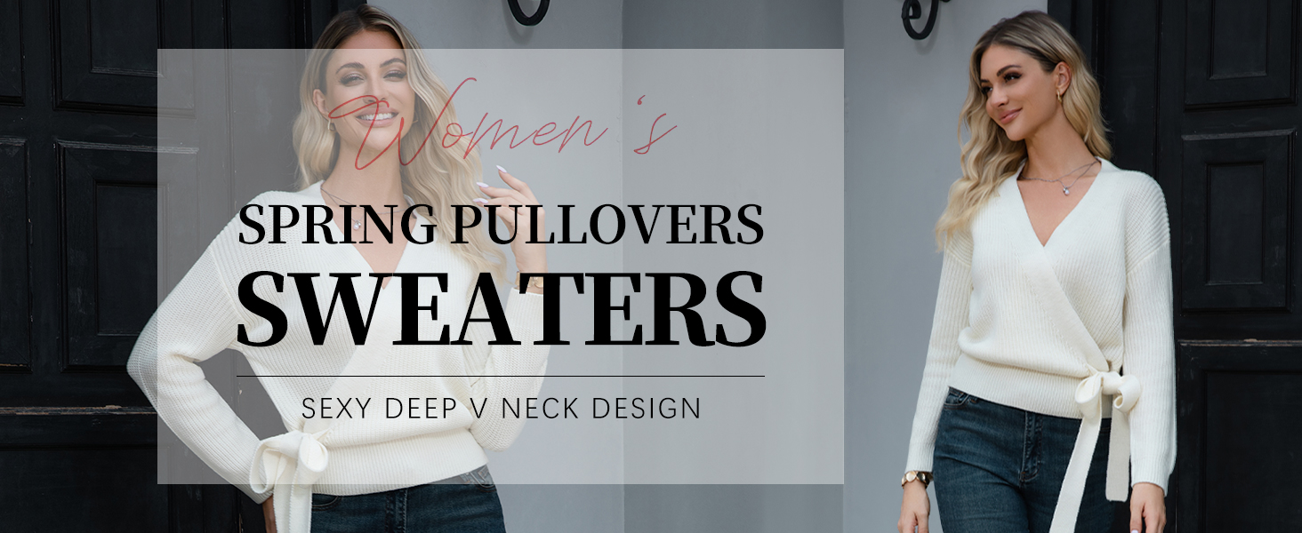 LANSALIRO Women's Sexy Deep V Neck Partywear Sweaters 2025 Winter