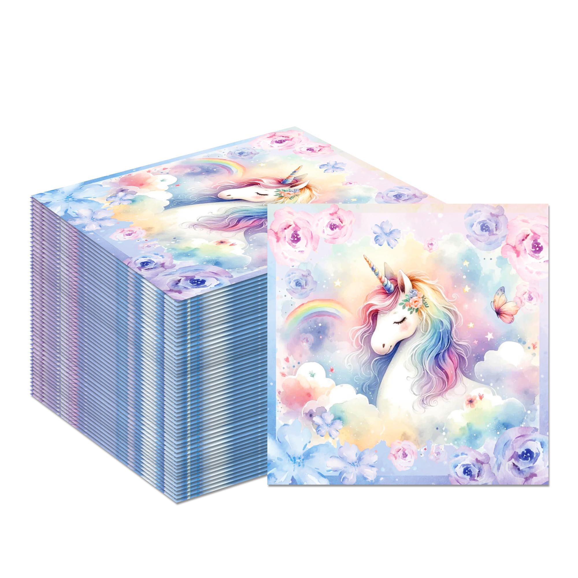 Unicorn Party Napkins, 40PCS Rainbow Balloon Napkins Disposable, Unicorns Partys Supplies Birthday Decorations, Fancy Unicorns Party Dinner Paper Napkins for Girl Boy Theme Partys, Birthday, 6.5
