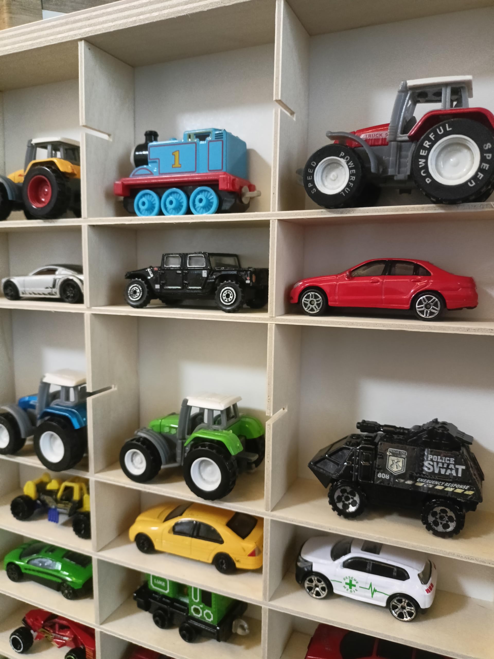 Generisch Estantería de madera para coche de juguete 92 compartimentos para coche juguete organización colección niños