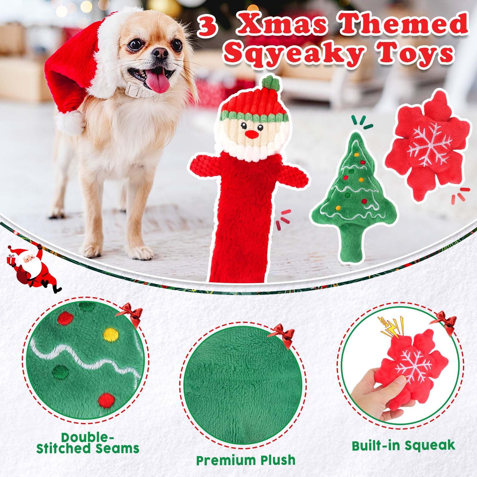 s Pequeños Juguete Cuerda Perro Navidad*8pcs, SilverChry Juguete