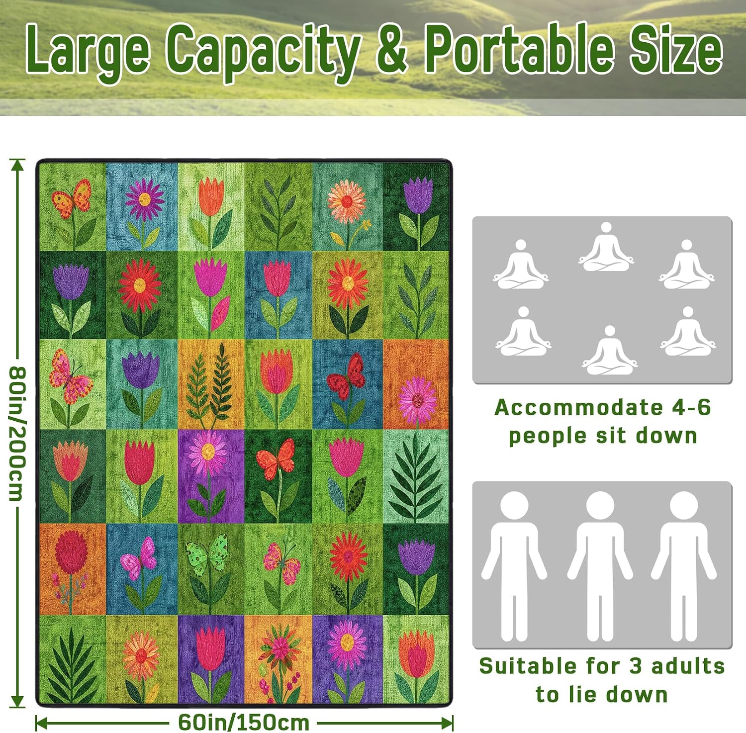 Waterproof Picnic Blankets Extra Large 60"x80" image 3