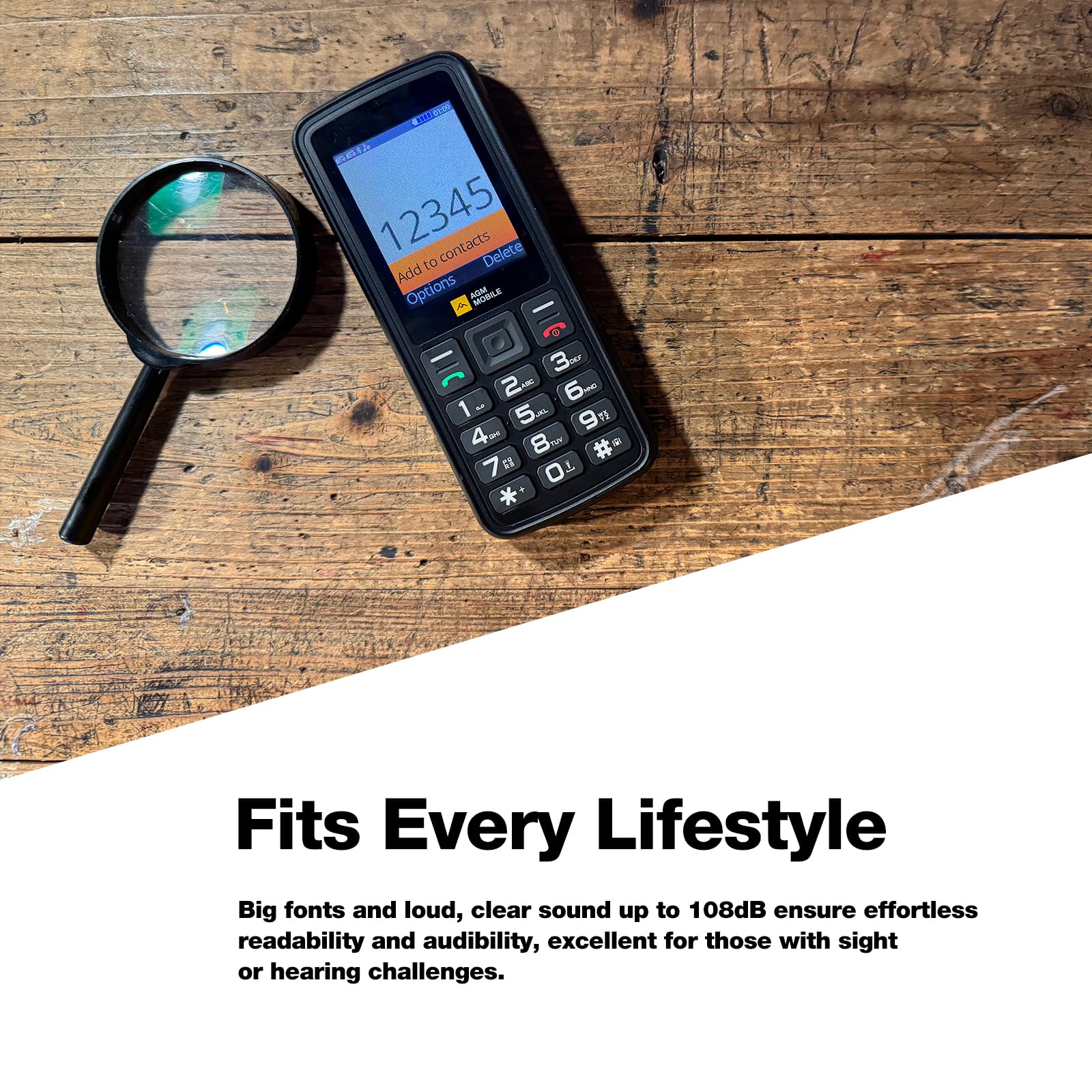 AGM M9 Feature Phone, 4G LTE Unlocked - T-Mobile Compatible, 3 Card Slots/128GB TF Expand, IP68 Waterproof/Drop-Proof, Large Buttons & Font, Speed Dial, Rugged Basic Cellphone with FM Radio/Flashlight