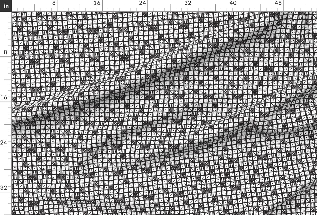 Spoonflower Fabric - Dice Black White Vintage Stripes Dots Game Printed on Minky Fabric by The Yard - Sewing Baby Blankets Quilt Backing Plush
