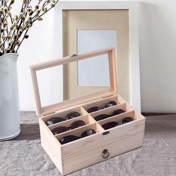 AUTOARK Pine Wood 12 Piece Eyeglass Storage Display Case Organizer,AW-171
