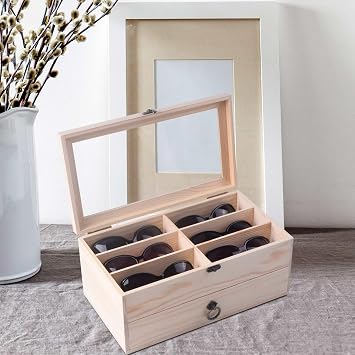 AUTOARK Pine Wood 12 Piece Eyeglass Storage Display Case Organizer,AW-171