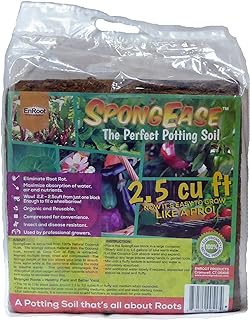 SpongEase Coconut Coir Compressed Block expands up to 18.7 Gallons (2.5 Cu Ft) - Ideal Growing Medium for Potting Mix - He...
