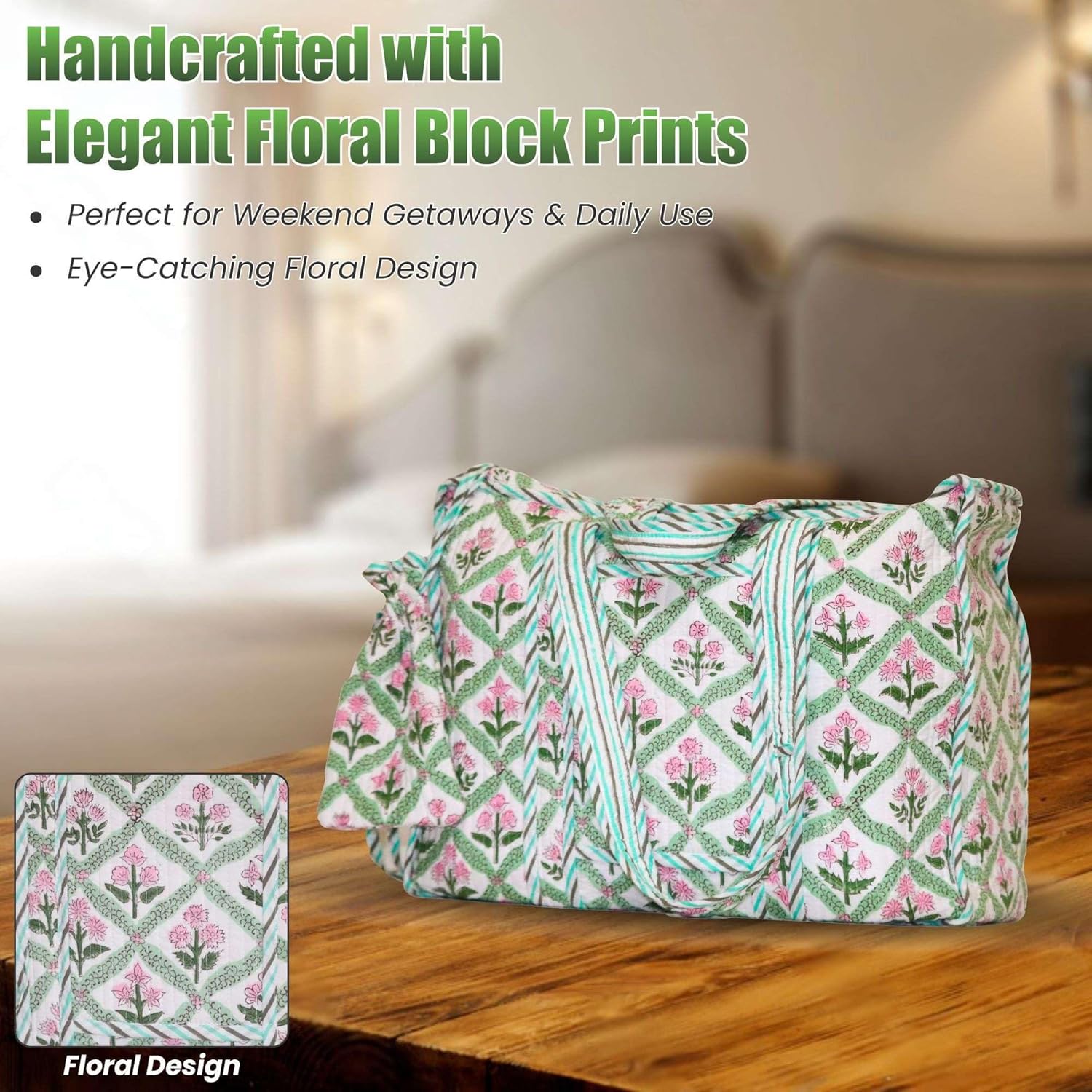 Handmade Quilted Cotton Tote Bag for Women