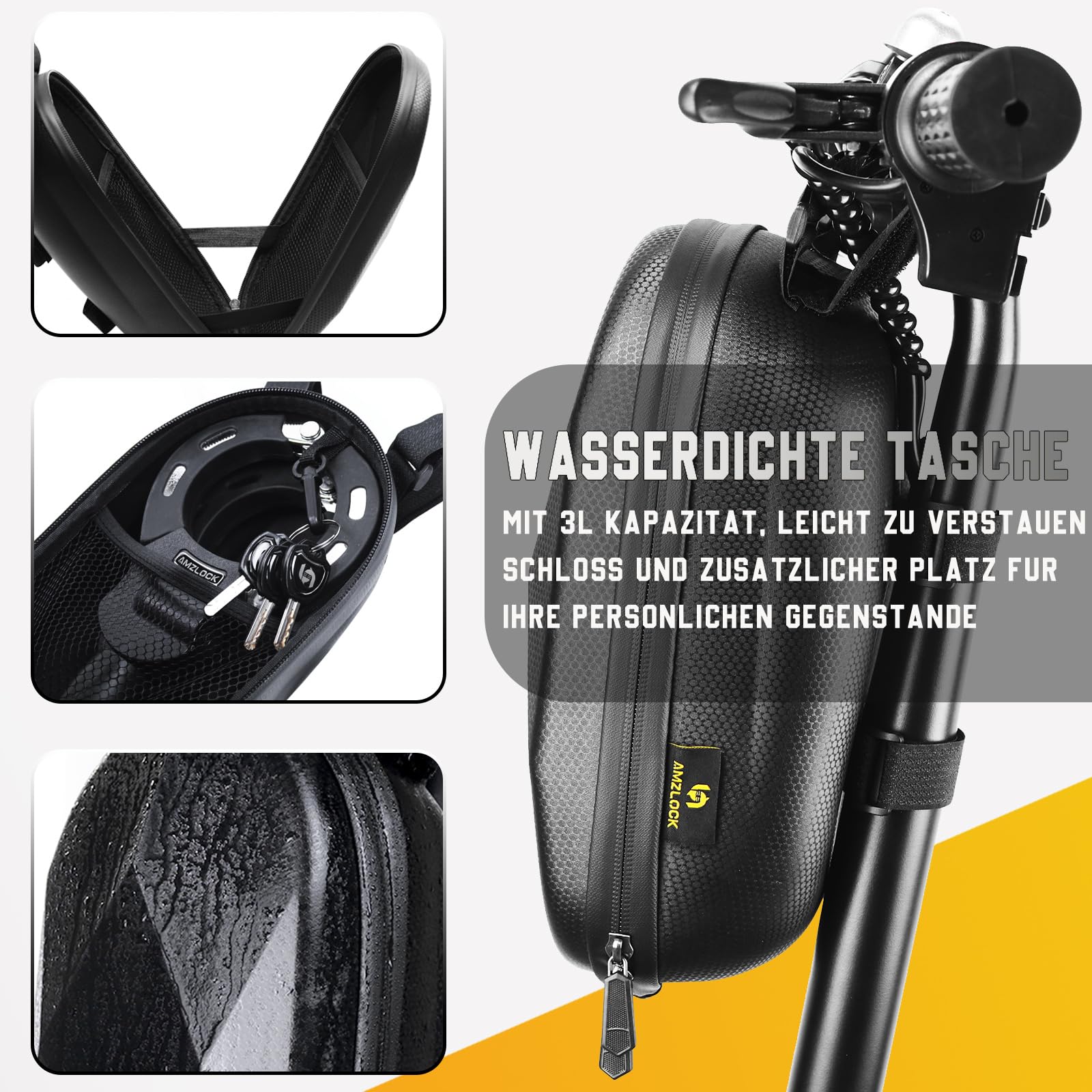 Antivol Trotinette Electrique, Cadenas Antivol Trottinette Hautement Sécurisé, Menotte Antivol avec Chaîne Robuste de 8MM, Cadenas Velo avec Clé et Sac Étanche