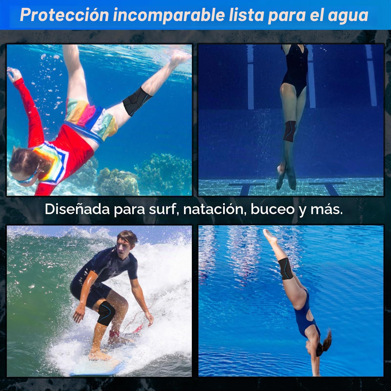 Nvorliy Rodillera de compresión para natación, vela, buceo, surf, remo, kayak, deportes acuáticos o recuperación de lesiones, funda de neopreno de 2.5 mm, para mujeres y hombres (M)
