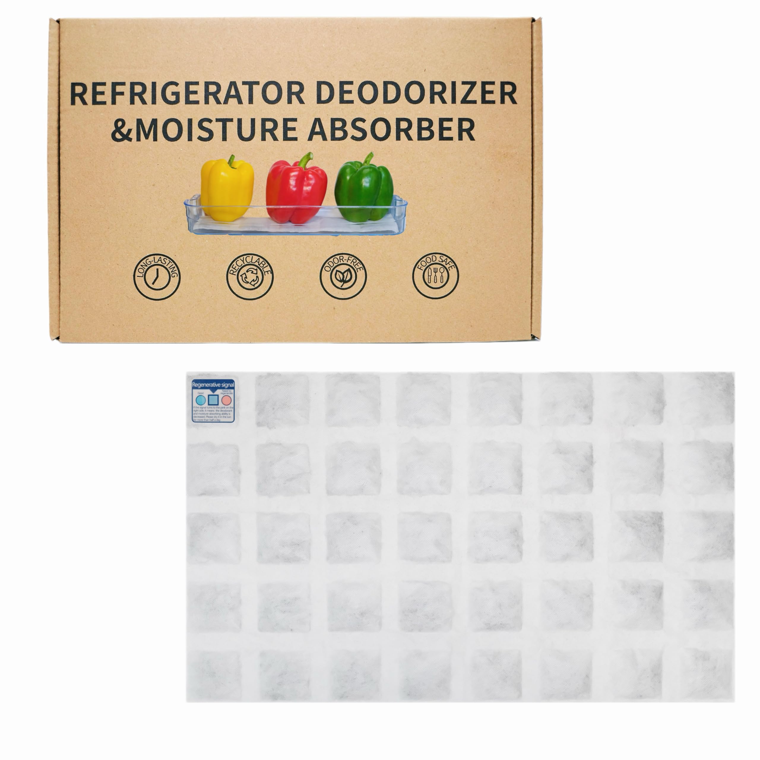 Desodorizador para refrigerador, supera al desodorante de bicarbonato de sodio, eliminador de olores para refrigerador y congelador, ambientador de aire y almohadilla absorbente de humedad